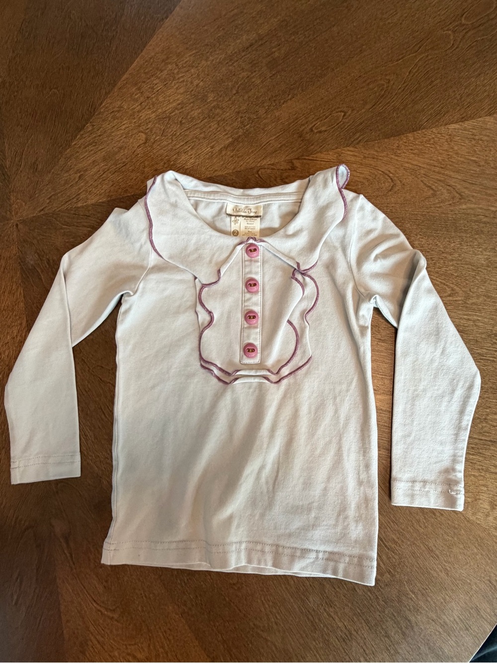 Matilda Jane Grey Long Sleeve Top with Purple Accents